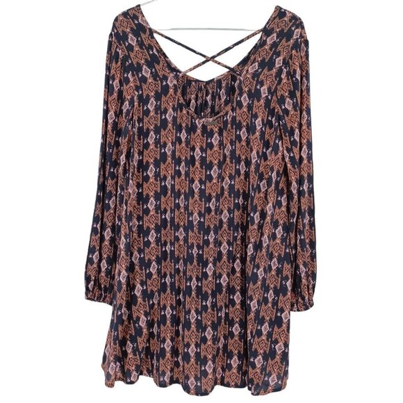 Billabong Tribal Print Shift Dress Women's XS Mini Boho Festival Hippie Beach - Picture 2 of 10